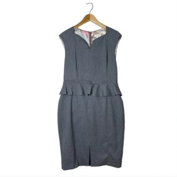 Ted Baker London Nadaed Peplum Dress Mid Grey Size 4 - Picture 3 of 13